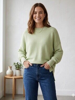 RD Style Light Green Crewneck Textured Sweater